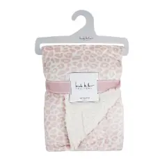 Nicole Miller Mauve Cheetah Printed Mink/Sherpa Throw Blanket - Pink