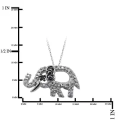 120 CT.T.W. Round-Cut Black and White Diamond Pave Set Elephant Pendant - White (18")