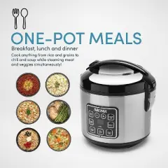 Aroma 64 Ounces Digital Cool-Touch Rice Cooker and Food Steamer, Stainless Restored