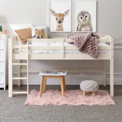 Twin Solid Pine Wood Low Loft Bed White - Saracina Home