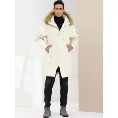 Lars Amadeus Men's Puffer Coat Windbreaker Heavyweight Faux Fur Hooded Parka Jacket