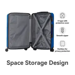 FURNIinspire Bag And Luggage Sets Hard Shell 3 Piece Suitcase Set, Travel Luggage Business Suitcases with Wheels, Blue, 19.88"*10.63"*29.92"