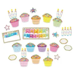 Ashley Productions Smart Poly Birthday Confetti Design Mini Bulletin Board Set 33 Piece Set