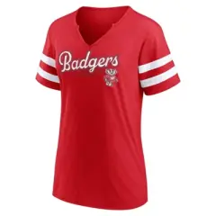 NCAA Wisconsin Badgers Women's V-Neck Notch T-Shirt