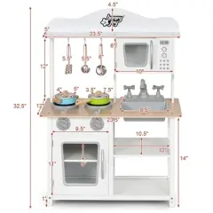 Costway Wooden Pretend Play Kitchen Set for Kids Toddlers w/ Accessories & Sink