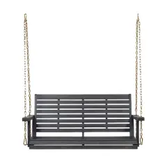 CAVINAS Rustic Patio Porch Swing,Blackwash Hammock Swing Bench with Cushion,Outdoor Swing for Garden&Backyard,800LBS Capacity