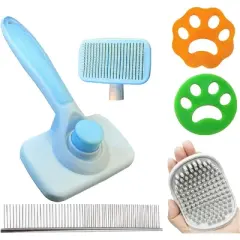 BABYYER Self Cleaning Slicker Brush for Dogs & Cats,Skin Friendly Pet Grooming Deshedding Tool, Puppy Brush for Long Haired Pets, Pet Supplies
