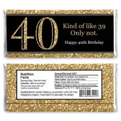 Big Dot of Happiness Adult 40th Birthday - Gold - Candy Bar Wrappers Birthday Party Favors - Set of 24