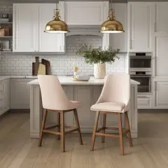 Set of 2 Boston Formed Back Fabric Barstools - CorLiving