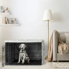 Sweet Jojo Designs Dog Crate Kennel Cover 36in. Botanical Green and White