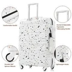 NAYSAYE Luggage Set of 3 Durable Hard Shell Spinner Wheels Airline Certified Carry on for Travel, White, 19.2"*11.6"*28.4"