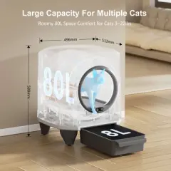 Automatic Self-Cleaning Cat Litter Box with 80L Capacity, Odor Control, APP Control,Washable Design, for Multiple Cats, Includes Mat