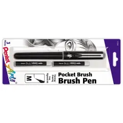 Pentel Arts Refillable Pocket Brush Pen Gray (PTAGFKP3BPN)