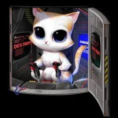 Junior's Design By Humans Cat Piloted Cyborg By andremullerdko T-Shirt