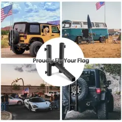 Yescom 1 9/16" Hitch Mount Dual Flag Pole Holder Bracket for Truck Car Trailer SUV RV Jeep