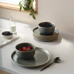 12pc Stoneware Tilley Dinnerware Set Olive Green - Threshold&trade;