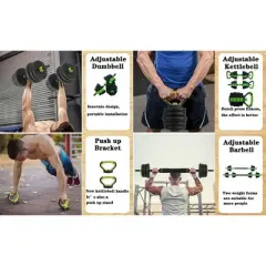 COZONY Adjustable Dumbbell Set Converts to Barbell & Kettlebell, Space-Saving 4-in-1 Home Gym Weights