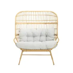 Coolbibila-Loveseat For Outdoor Made Of PE Rattan, Patio Sofa With Stylish And Versatile Design, Patio Chair With Iron Frame And Cushion