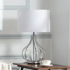 Aukfa 22.8" Modern Metal Table Lamp with Linen Shade &ndash; Elegant Home & Office Decor for Bedroom, Living Room