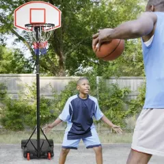 Costway Adjustable Basketball Hoop System Stand Kid Indoor Outdoor Net Goal W/ Wheels