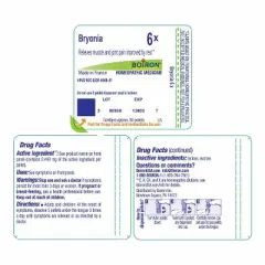 Bryonia 6X by Boiron Homeopathic Single Medicine For Pain  -  80 Pellet