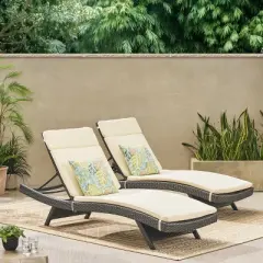 Christopher Knight Home Salem Outdoor Wicker Armless Adjustable Chaise Lounges with Cushion (Set of 2)