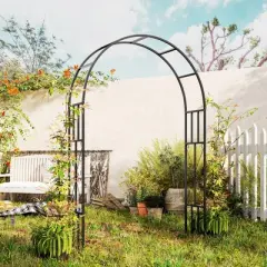 Outsunny 7.3ft Steel Garden Arch Trellis, Garden Arbor Trellis for Climbing Plants Roses Vines, Flower Arch Wedding Arch Stand for Lawn, Black