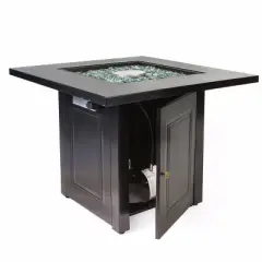 Barton Outdoor 46,000 BTU Fire Pit Table Fire Glass Fireplace Patio Heater Firepit Adjustable Flame Propane, Bronze