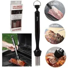 Camerons 3-in-1 Barbecue Injector Basting Mop - Baster Set Includes BBQ Chain Basting Brush & Meat Syringe to Baste, Marinate & Inject Food w Flavor