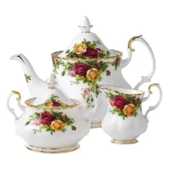 Old Country Roses Teapot, Sugar, Creamer, 3 Piece Set