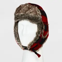 Men's Plaid Faux Fur Trapper Hat - Goodfellow & Co&trade; Red