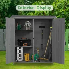 Outdoor Storage Shed with Lockable Door, Wooden Tool Storage Shed