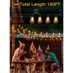 Ollny ST38 Warm White Outdoor Patio Lights (80 Bulbs, IP45 Waterproof, Connectable, 2200k)