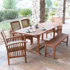 Ravenscroft 6pc Acacia Wood Patio Dining Set with Cushions&nbsp;- Saracina Home