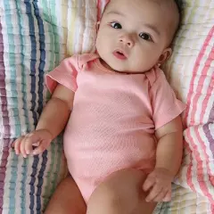 Honest Baby Girls' 8pk Rainbow Organic Cotton Short Sleeve Bodysuit - Pink/Violet/Yellow