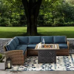 Bradenton 5pc Outdoor Wicker Sectional Set with Fire Table - Crosley
