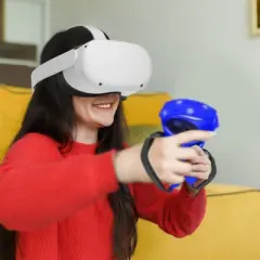 Insten 2 Pack Silicone Grip Covers for Oculus Quest 2 Touch Controllers with Adjustable Knuckle Straps, VR Headset Accessories, Blue