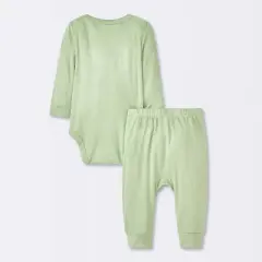 Baby 2pc Neutral Pointelle Top & Bottom Set - Cloud Island&trade; Green