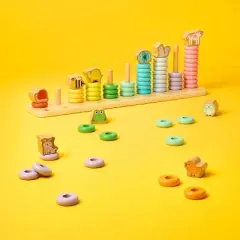 Stack & Sort Toy - 66pcs - Gigglescape&trade;: Stainless Steel & Wood, Baby & Toddler Learning, Developmental Toys