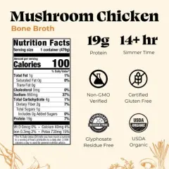 Kettle & Fire Gluten Free Organic Mushroom Chicken Bone Broth - 16.9oz