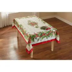 BrylaneHome Holly Ribbon Tablecloth 60" X 104"