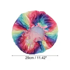 Unique Bargains Women Durable Rainbow Starlight Shower Cap Assorted Color 1 Pc