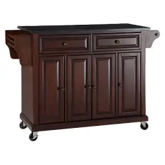 Solid Black Granite Top Kitchen Cart/Island - Vintage Mahogany - Crosley