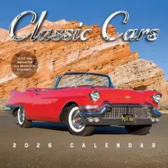 TF Publishing 13.5"x14.5" 2026 Classic Cars Wall Calendar