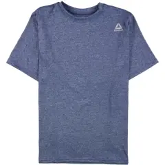 Reebok Mens Heathered Crew Neck Performance Basic T-Shirt, Blue, XX-Large