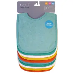 Neat Solutions&nbsp;Water-Resistant Lined Infant Bib Set - Neutral Bright - 10pk