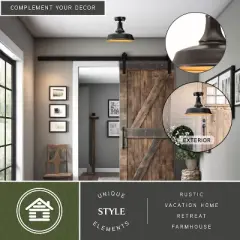 VAXCEL Dorado Bronze Farmhouse Outdoor Flush Mount Ceiling Barn Light Dark Sky