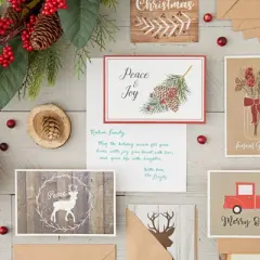 Sustainable Boxed Christmas Cards Xmas Greetings 48 Pack Holiday Greeting Cards and Envelopes, 6 Designs, 4.5 x 6.5 in