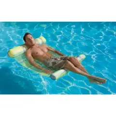 Swim Central 54" Plaid Extra Large Water Hammock 1-Person Swimming Pool Lounger - Green/Blue