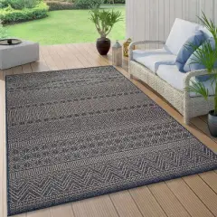 World Rug Gallery Geometric Bohemian Indoor/Outdoor Area Rug:  Weather-Resistant,  Low Pile,  Polypropylene